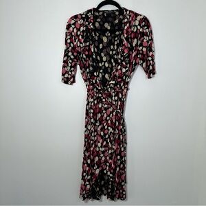 BCBG Paris Women’s Floral Print Wrap Dress Size L Petite